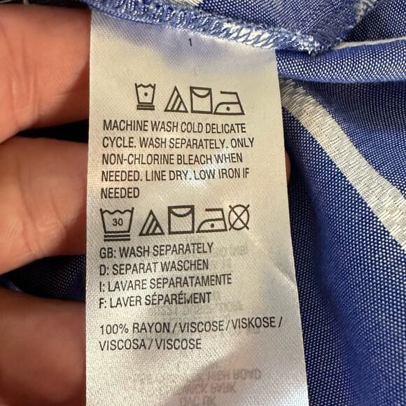 Linea Striped Striped Top with Pockets Asymmetrical Louis Del 'Olio Size XS NEW - Picture 10 of 11